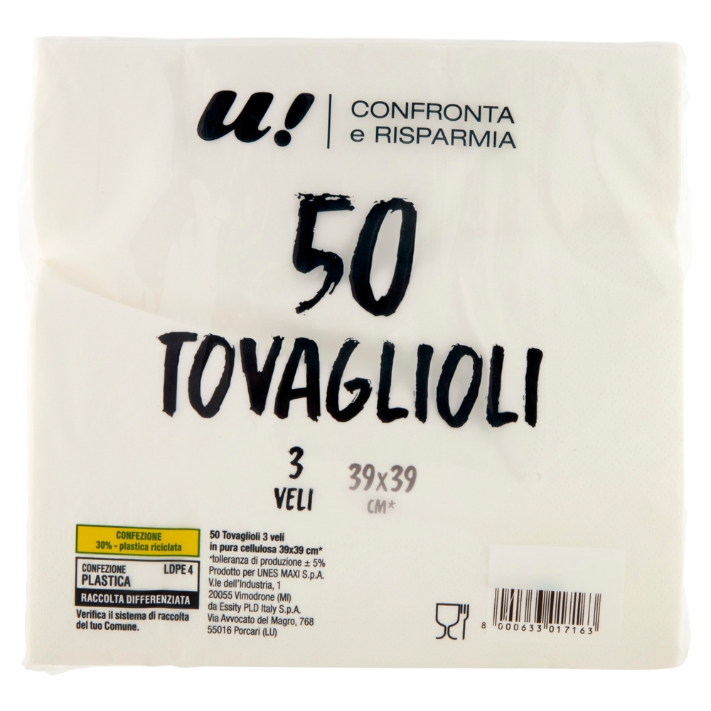 50 Tovaglioli 3 Veli U! Confronta e Risparmia